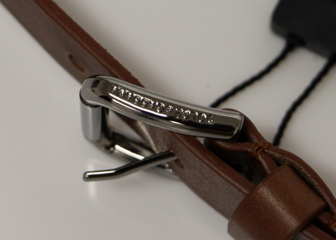 Brown Leather Silver Logo Belt