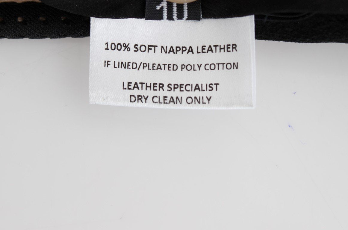 Black Checkered Nappa Leather Top Blouse