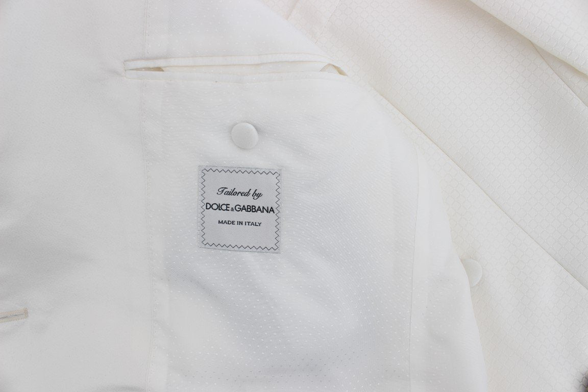White Silk Double Breasted 3 Piece Suit