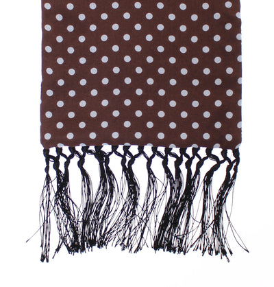 Scarf Men's Brown Polka Dotted Silk Wool
