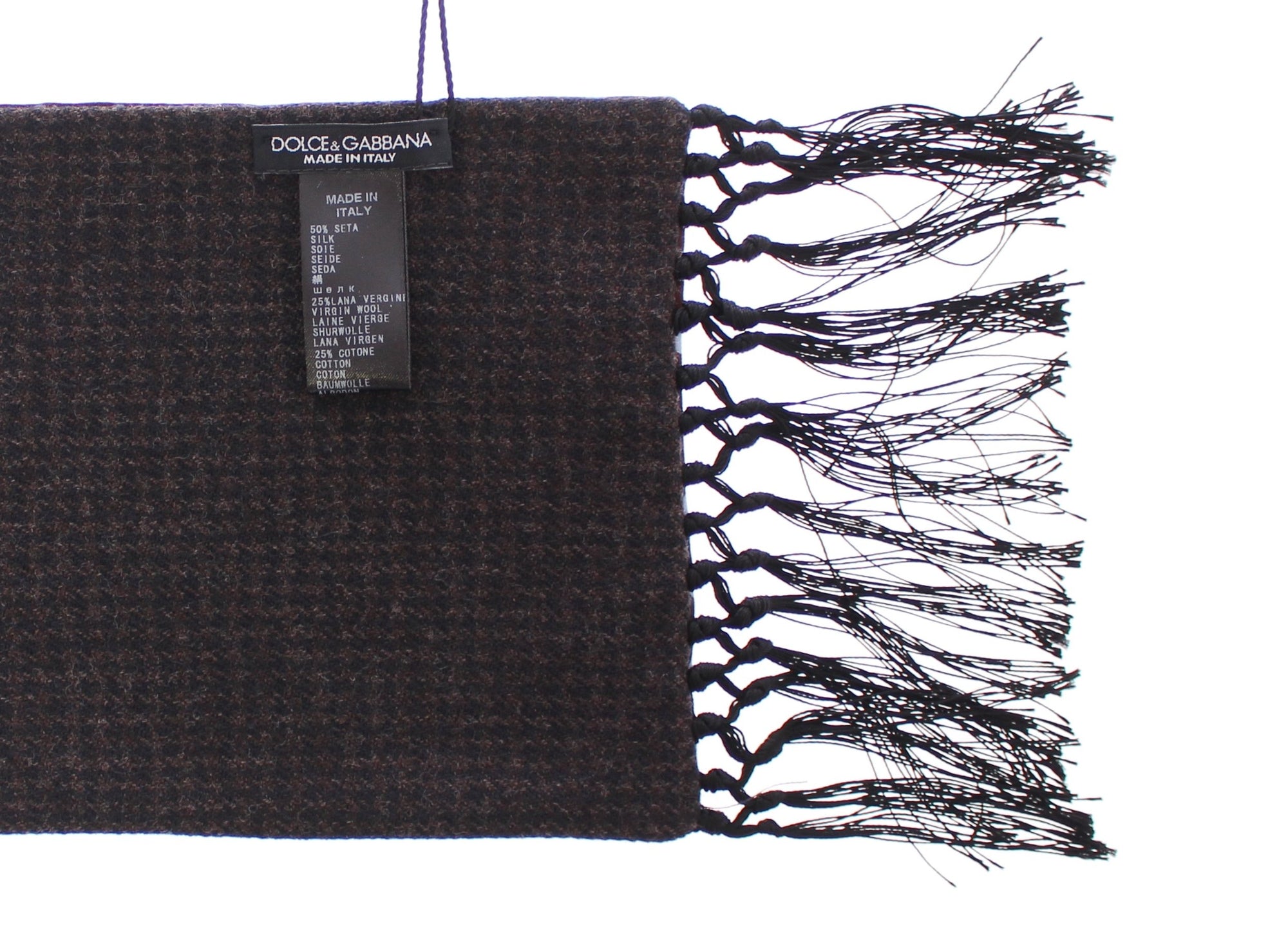 Scarf Men's Brown Polka Dotted Silk Wool