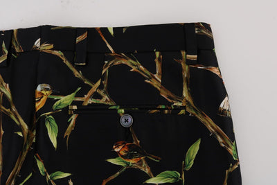 Black Bird Tree Print Silk Pants