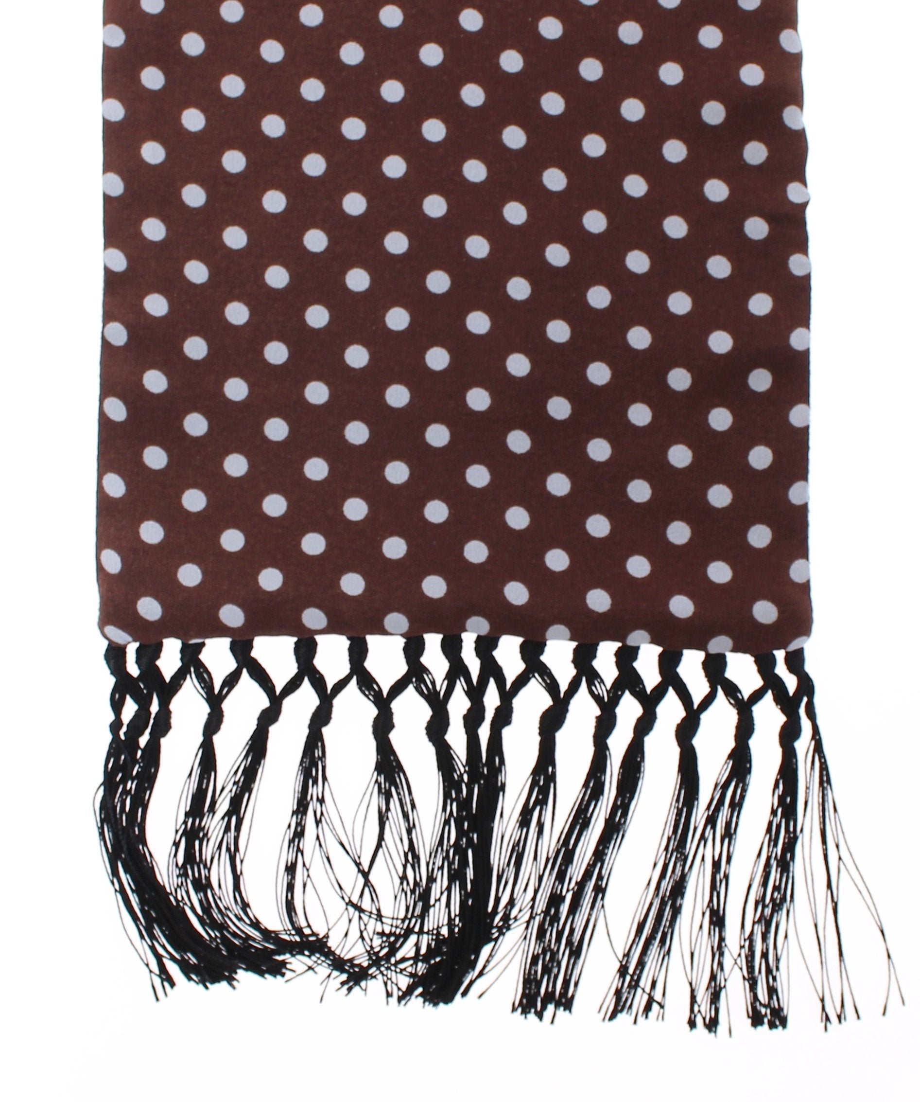 Scarf Men's Brown Polka Dotted Silk Wool