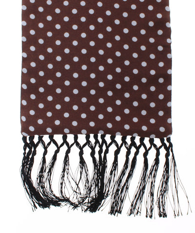 Scarf Men's Brown Polka Dotted Silk Wool