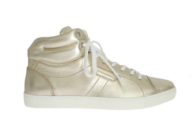 Gold Goat Leather Laminated Sneakers