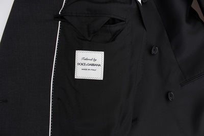 Black Silk Double Breast Slim 4 Piece Suit
