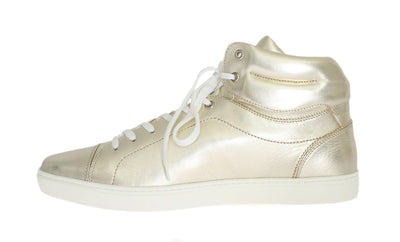 Gold Goat Leather Laminated Sneakers