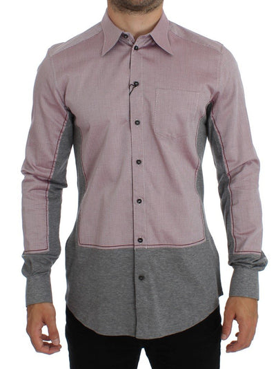 Red Gray GOLD Slim Fit Casual Mens Shirt