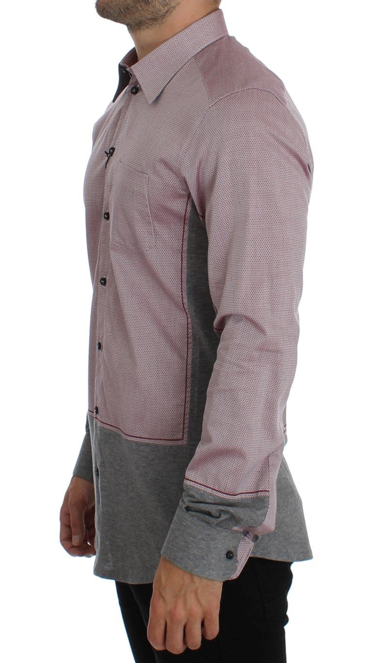 Red Gray GOLD Slim Fit Casual Mens Shirt