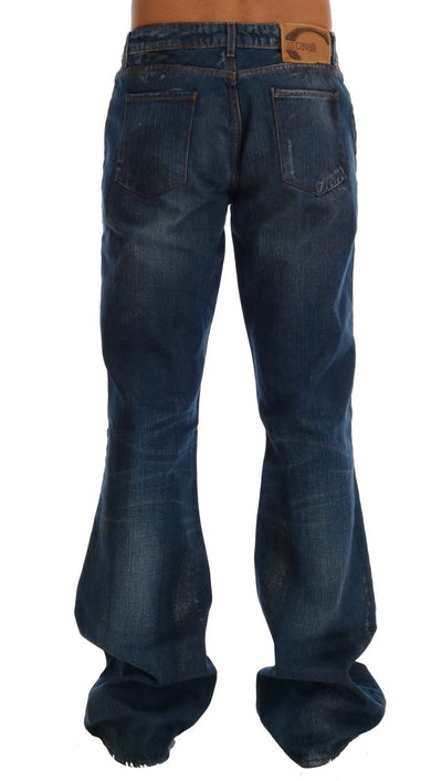 Blue 100% Cotton Logo Bootcut Jeans