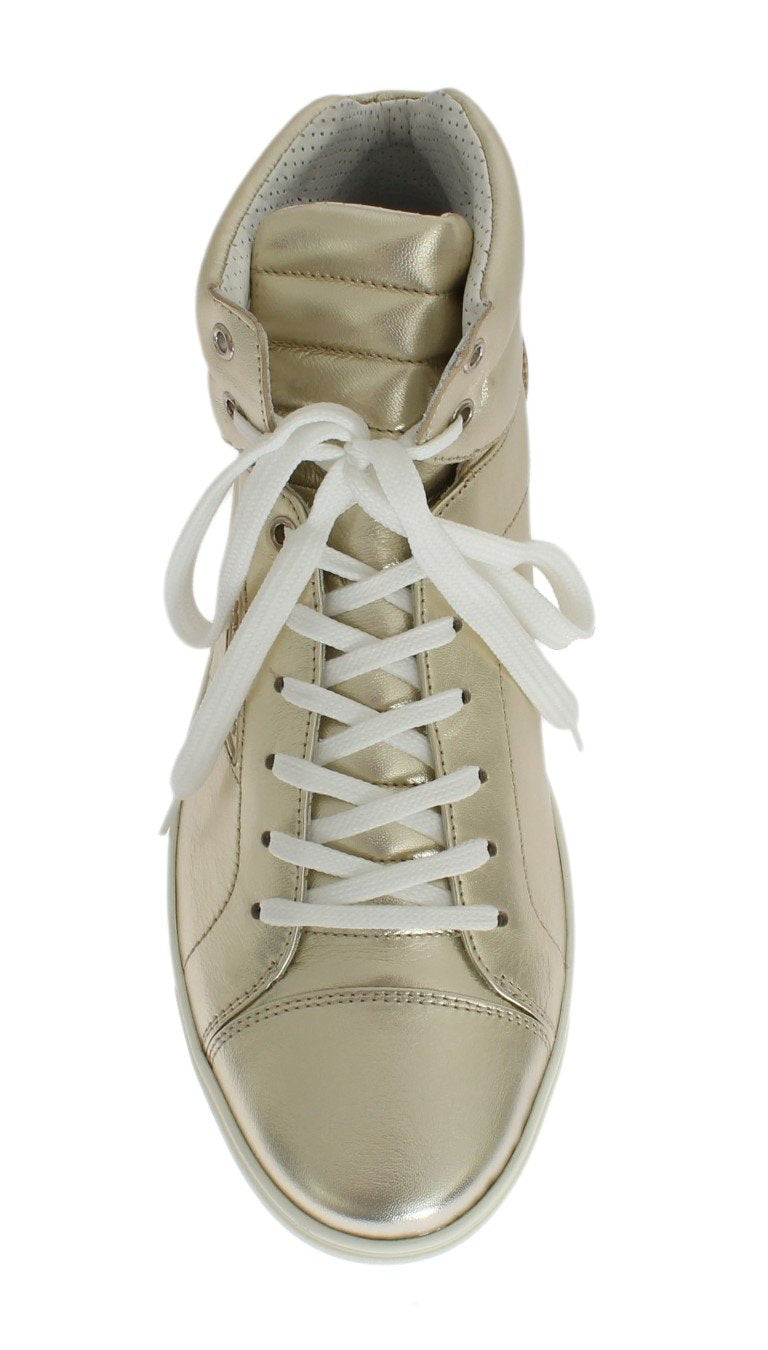 Gold Goat Leather Laminated Sneakers