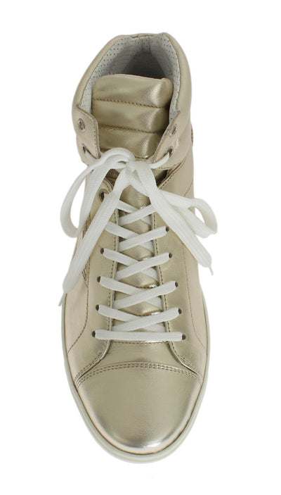 Gold Goat Leather Laminated Sneakers