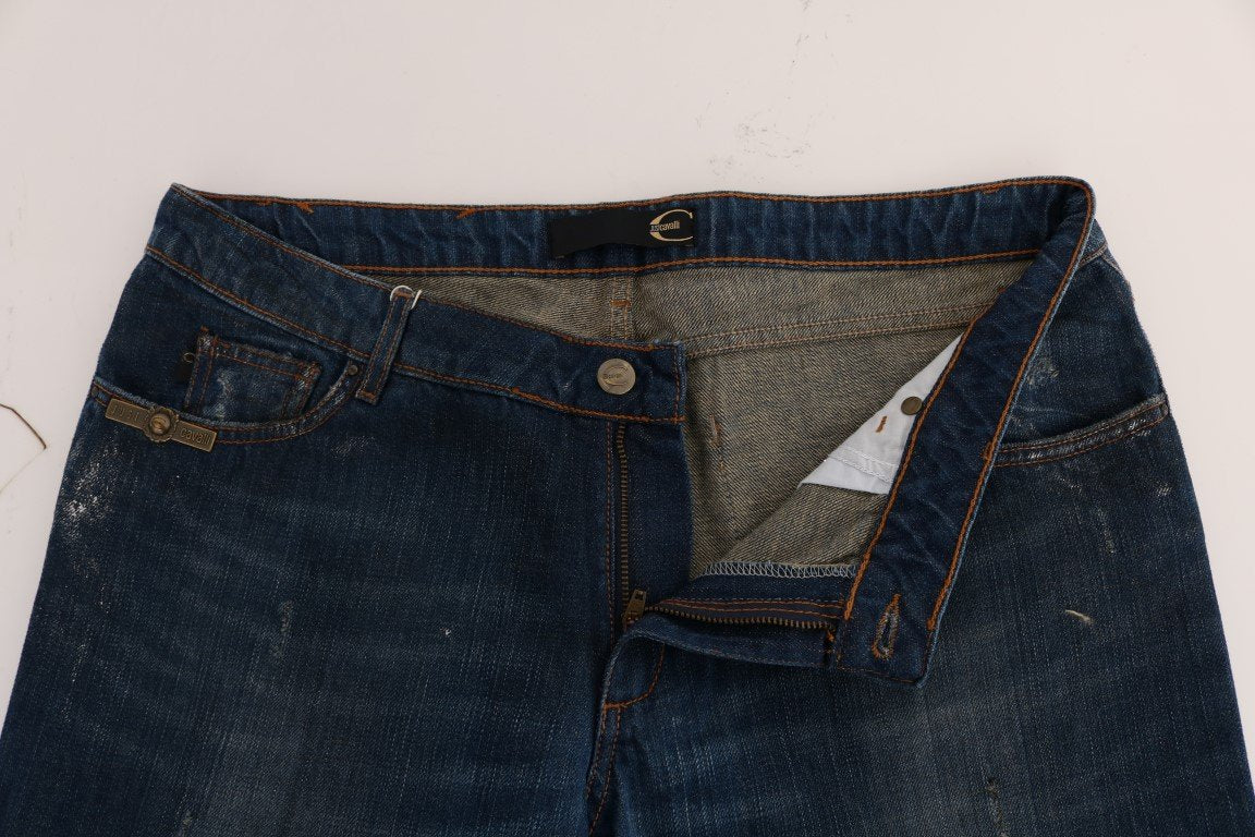 Blue 100% Cotton Logo Bootcut Jeans