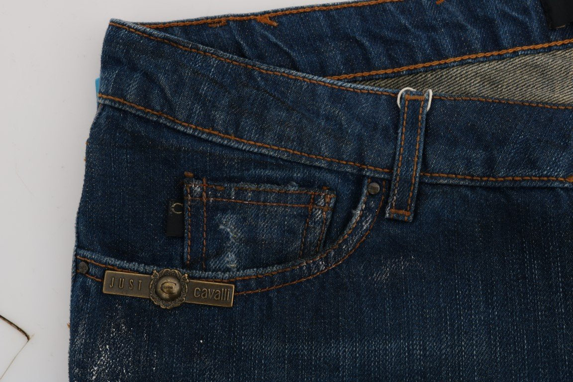 Blue 100% Cotton Logo Bootcut Jeans
