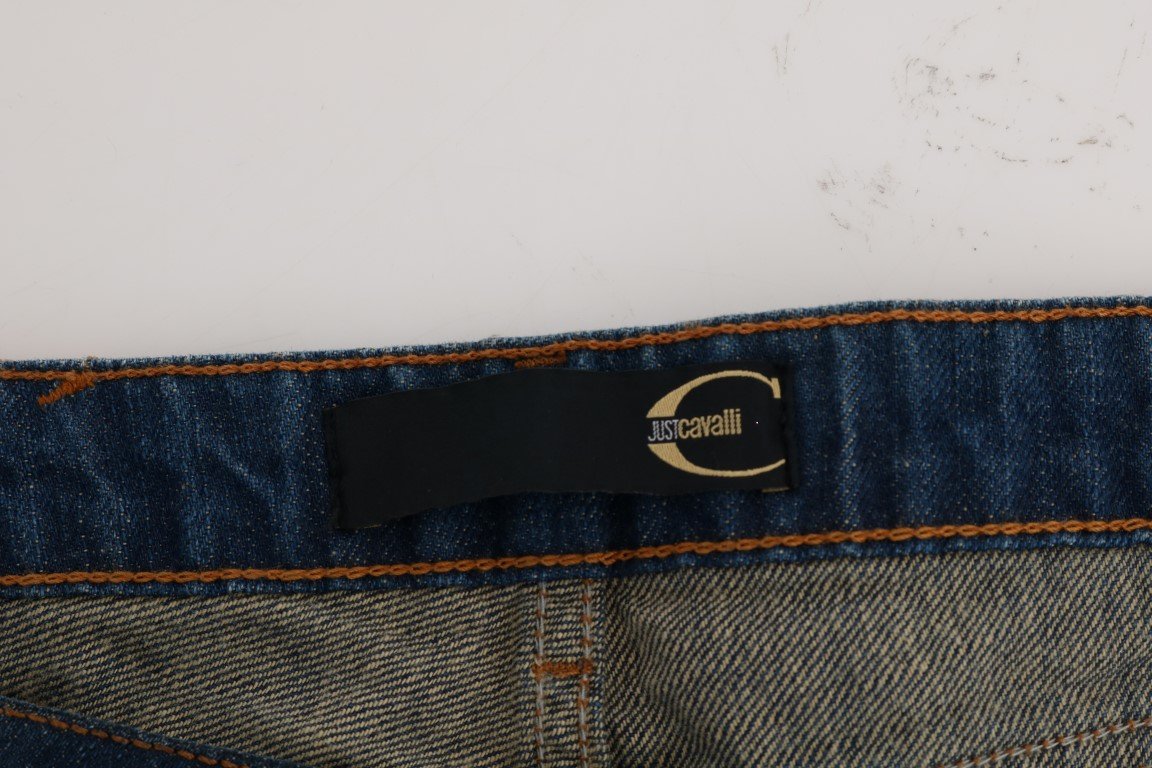 Blue 100% Cotton Logo Bootcut Jeans