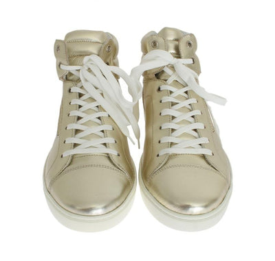 Gold Goat Leather Laminated Sneakers