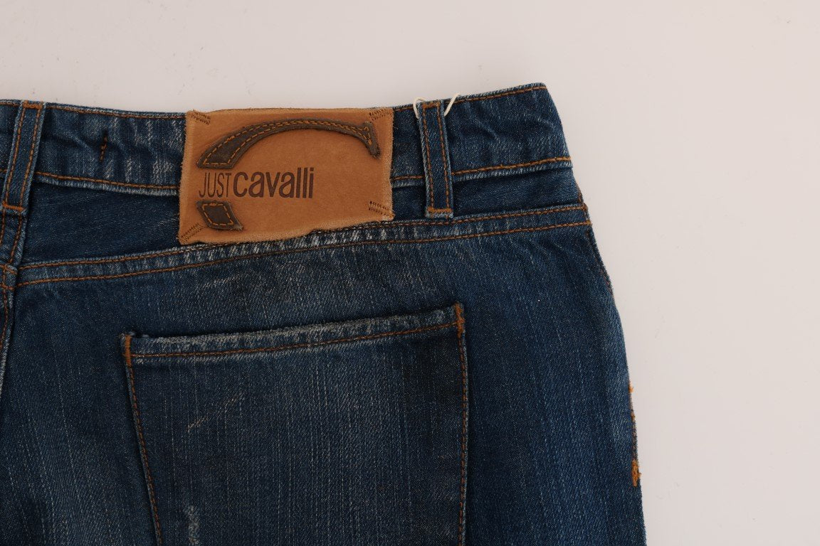Blue 100% Cotton Logo Bootcut Jeans