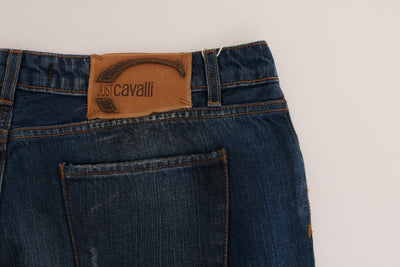 Blue 100% Cotton Logo Bootcut Jeans