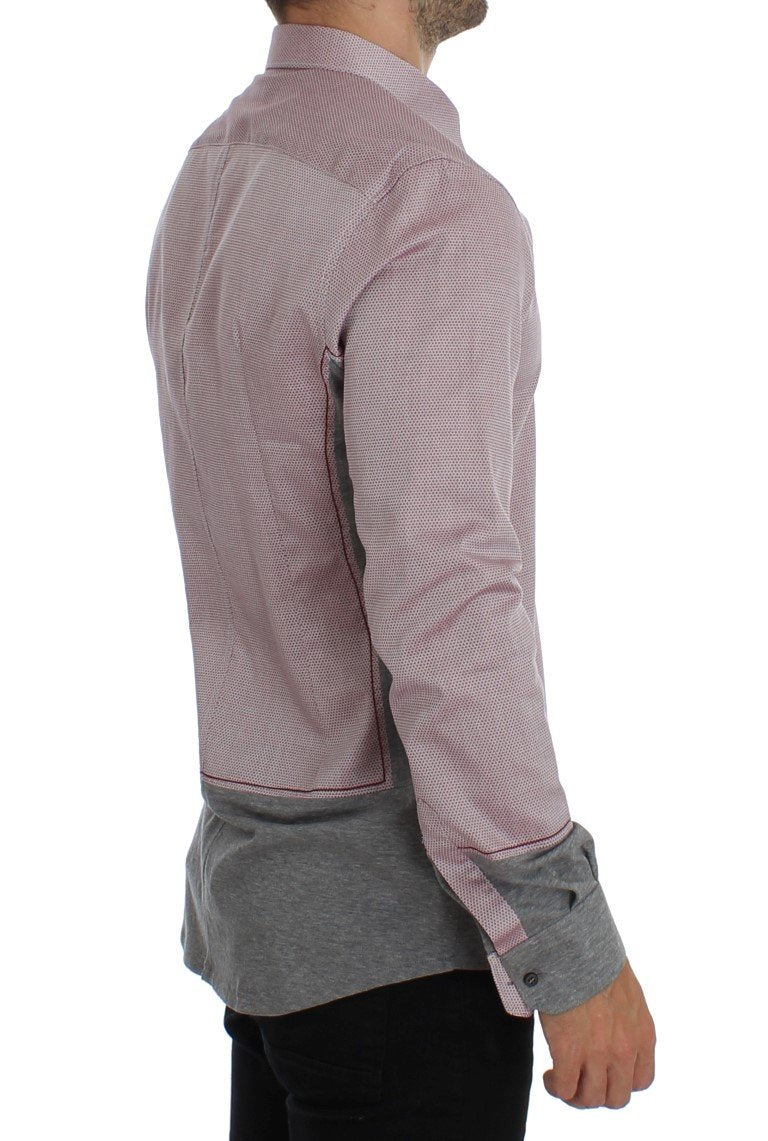 Red Gray GOLD Slim Fit Casual Mens Shirt