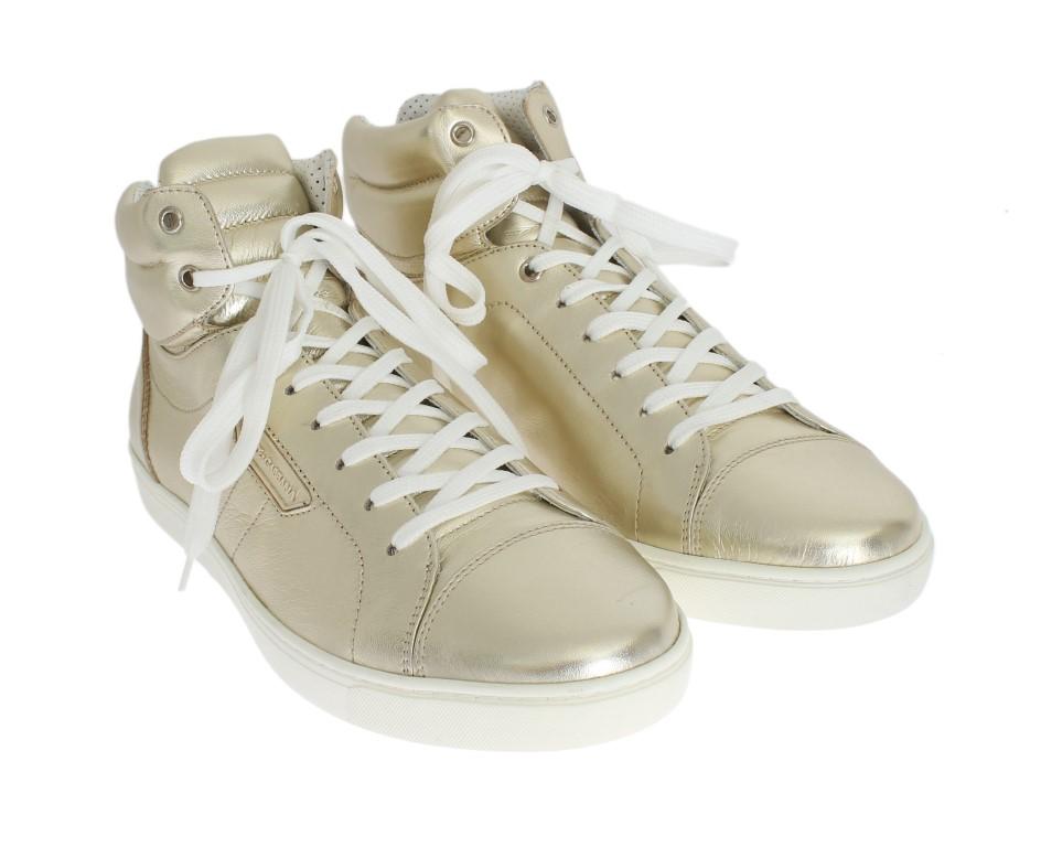 Gold Goat Leather Laminated Sneakers