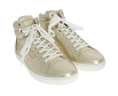 Gold Goat Leather Laminated Sneakers