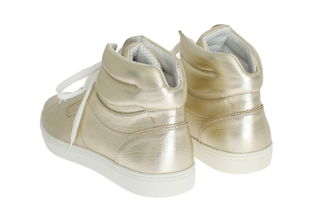 Gold Goat Leather Laminated Sneakers
