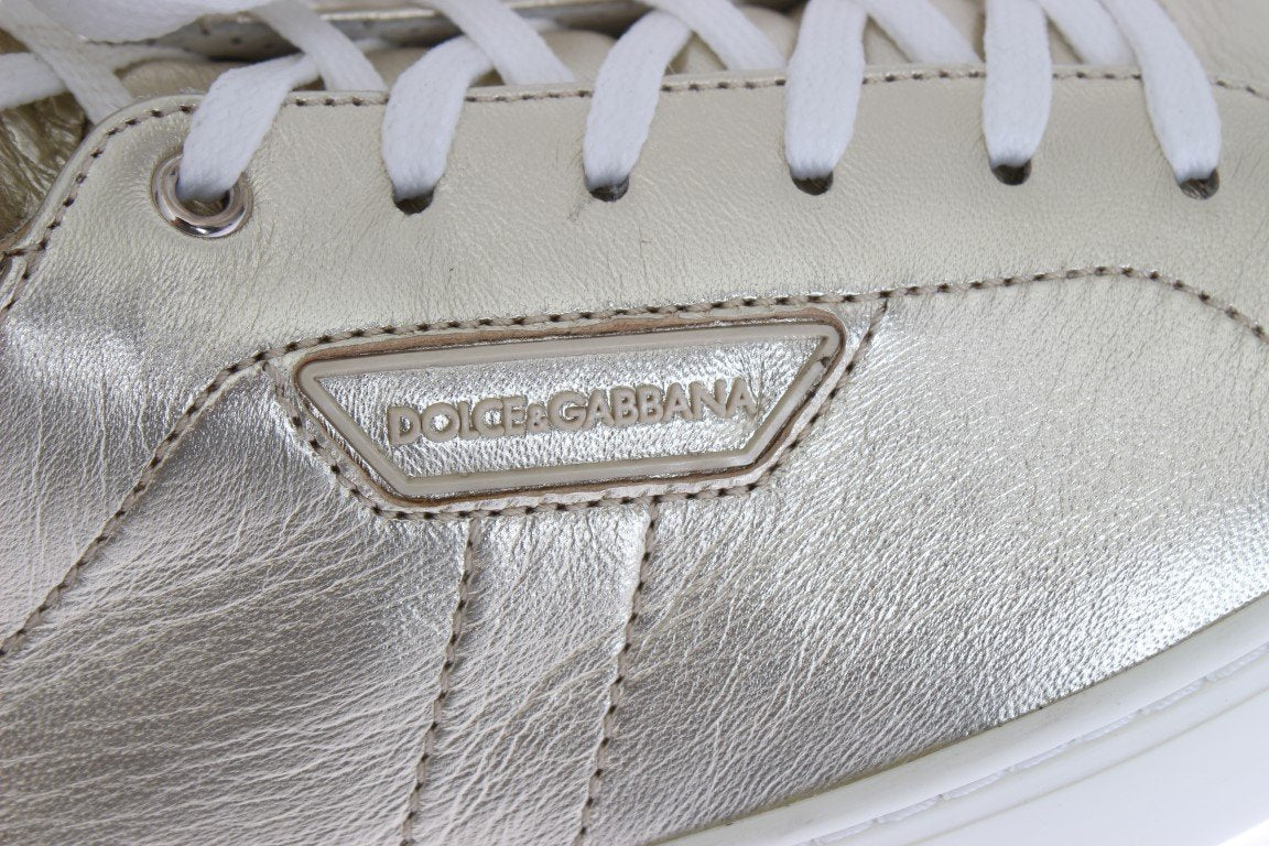 Gold Goat Leather Laminated Sneakers