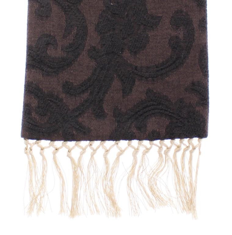 Scarf Men's Brown Baroque Pattern Silk Wool
