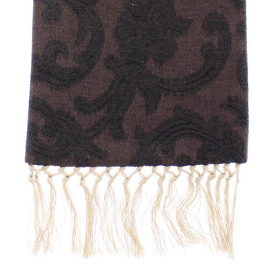 Scarf Men's Brown Baroque Pattern Silk Wool