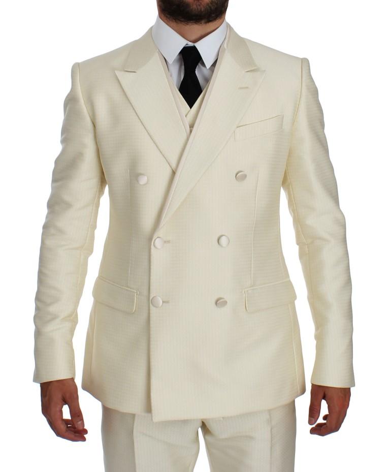 White Slim Double Breasted 3 Piece Suit