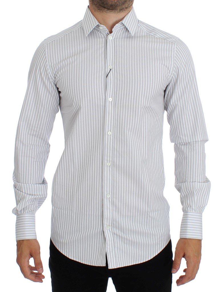 White GOLD Slim Fit Striped Dress Shirt