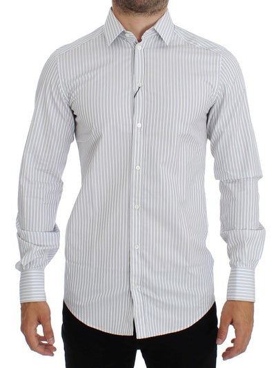 White GOLD Slim Fit Striped Dress Shirt