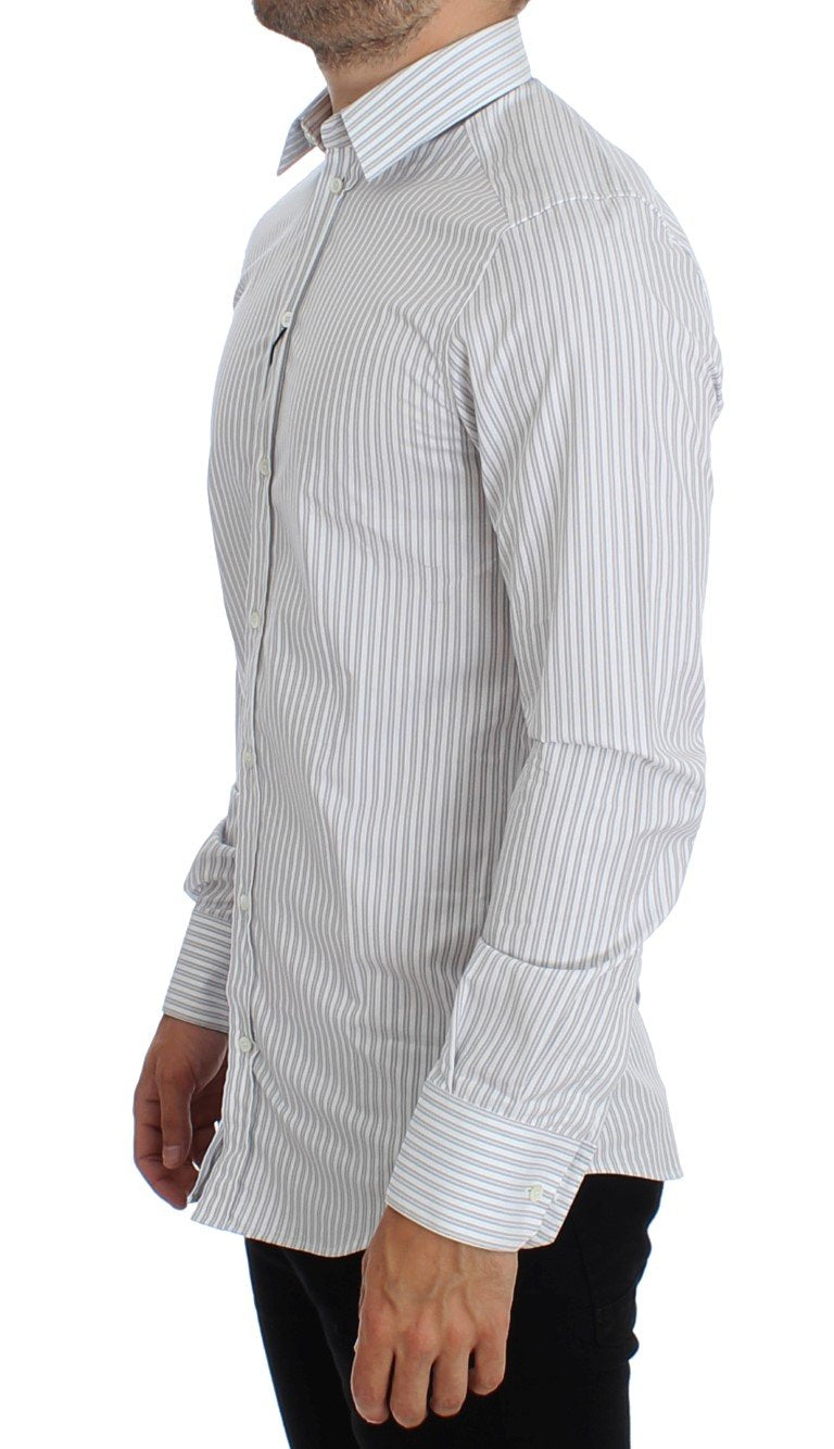 White GOLD Slim Fit Striped Dress Shirt