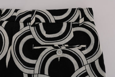 Black White Pattern Linen Shorts