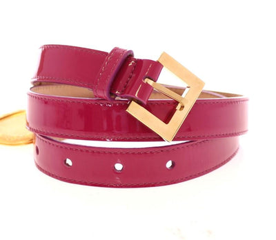 Pink Leather Logo Charm Belt