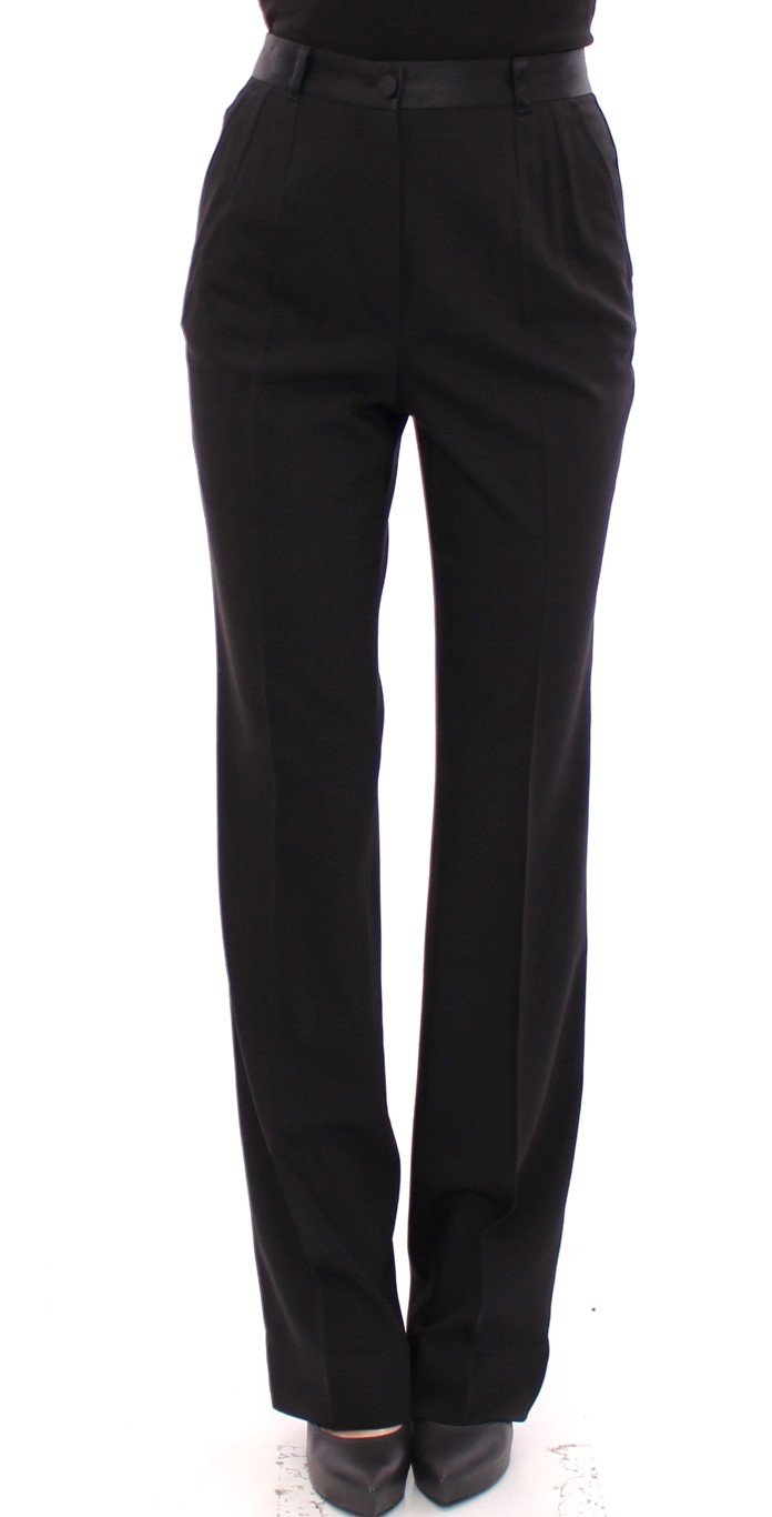 Black Virgin Wool Regular Fit Dress Pants