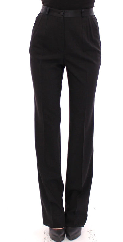 Black Virgin Wool Regular Fit Dress Pants