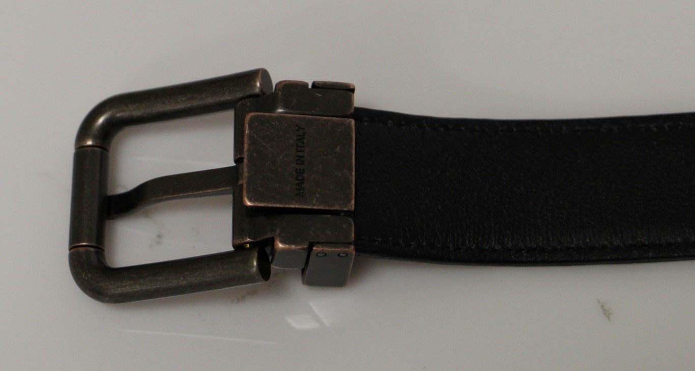 White Black Leather Logo Belt