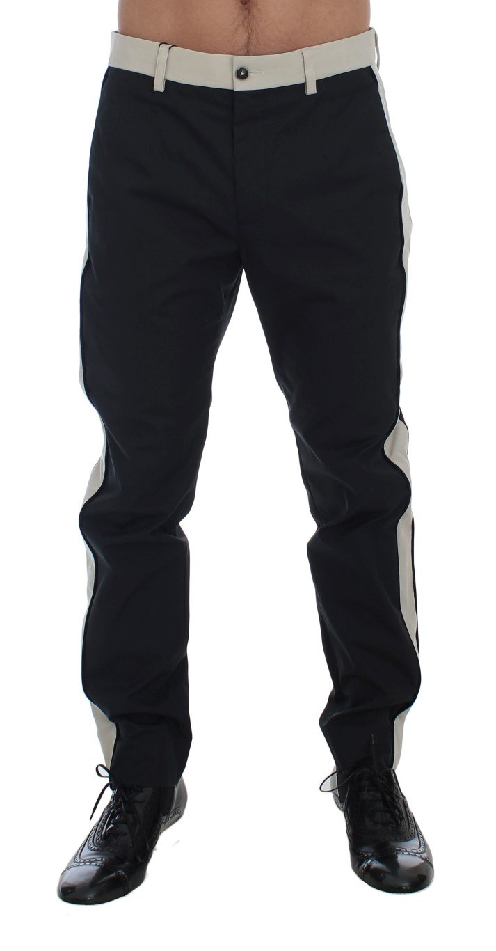 Blue Beige Slim Fit Casual Chinos Pants