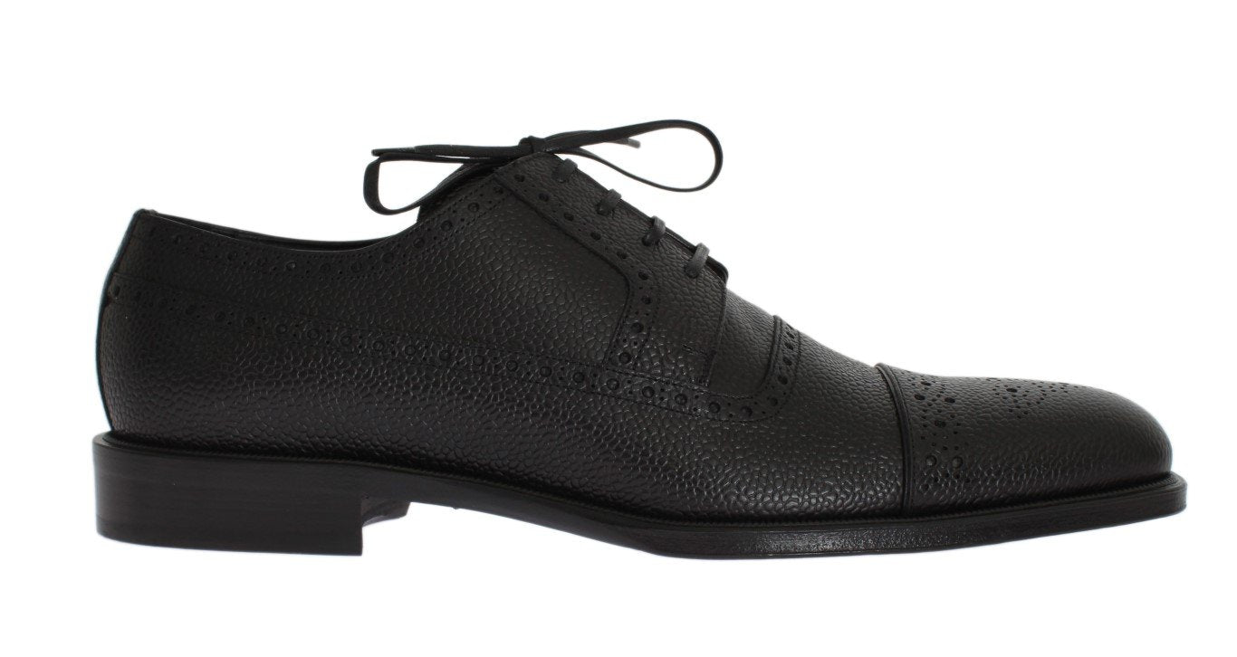 Black Leather Wingtip Oxford Shoes