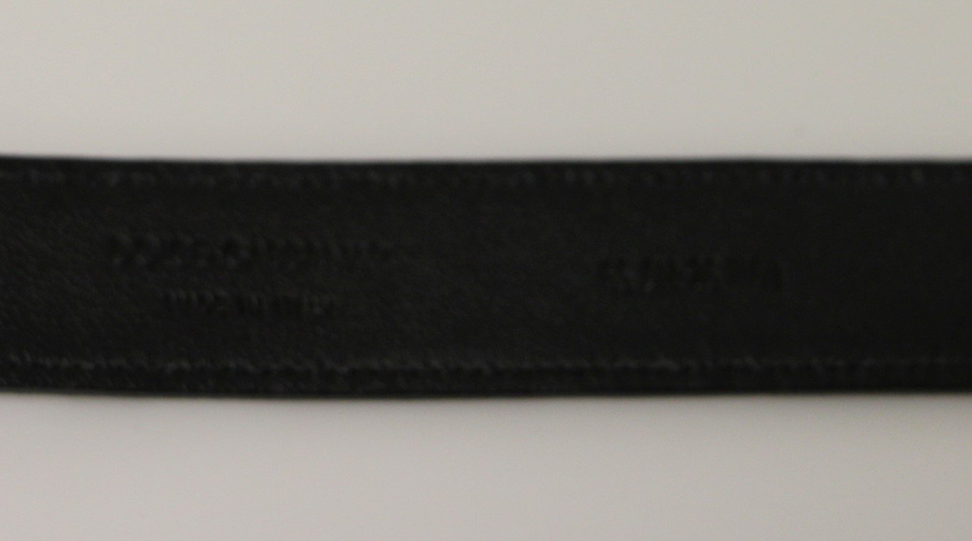 White Black Leather Logo Belt