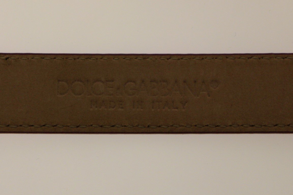 Pink Leather Logo Charm Belt