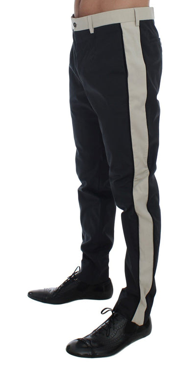 Blue Beige Slim Fit Casual Chinos Pants