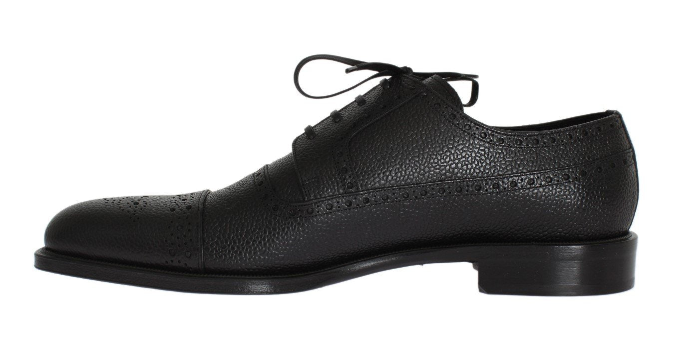 Black Leather Wingtip Oxford Shoes