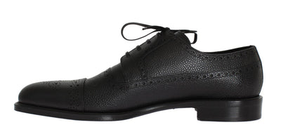 Black Leather Wingtip Oxford Shoes