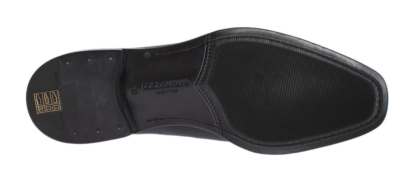 Black Leather Wingtip Oxford Shoes