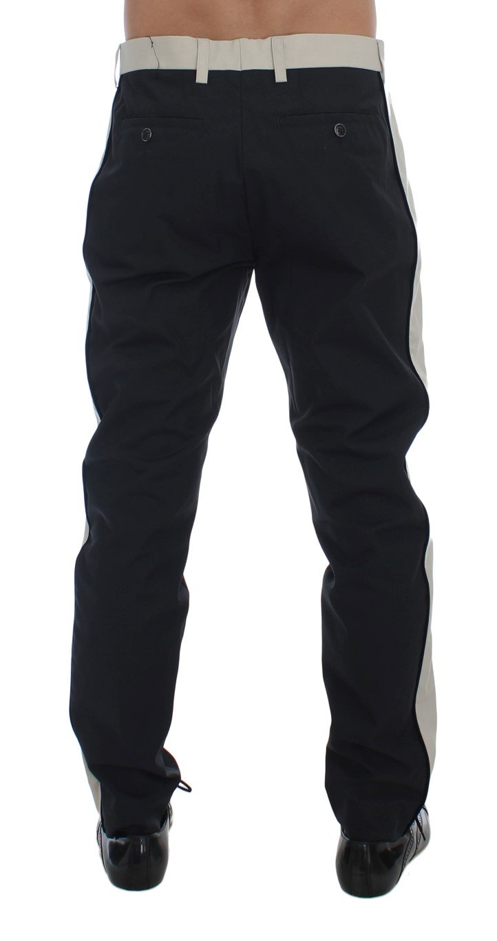 Blue Beige Slim Fit Casual Chinos Pants