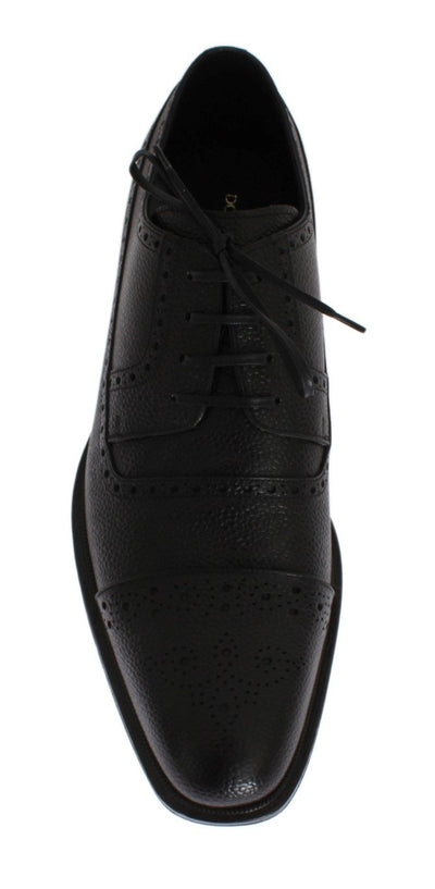 Black Leather Wingtip Oxford Shoes