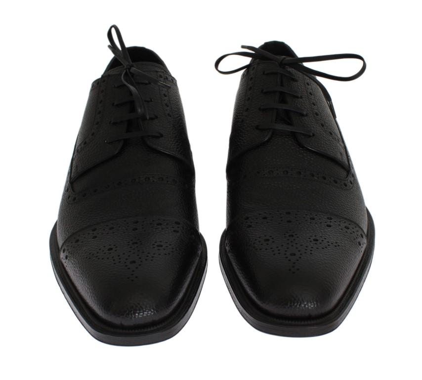 Black Leather Wingtip Oxford Shoes
