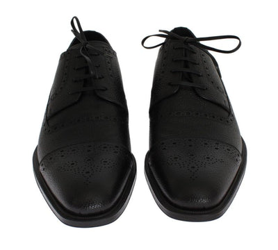 Black Leather Wingtip Oxford Shoes
